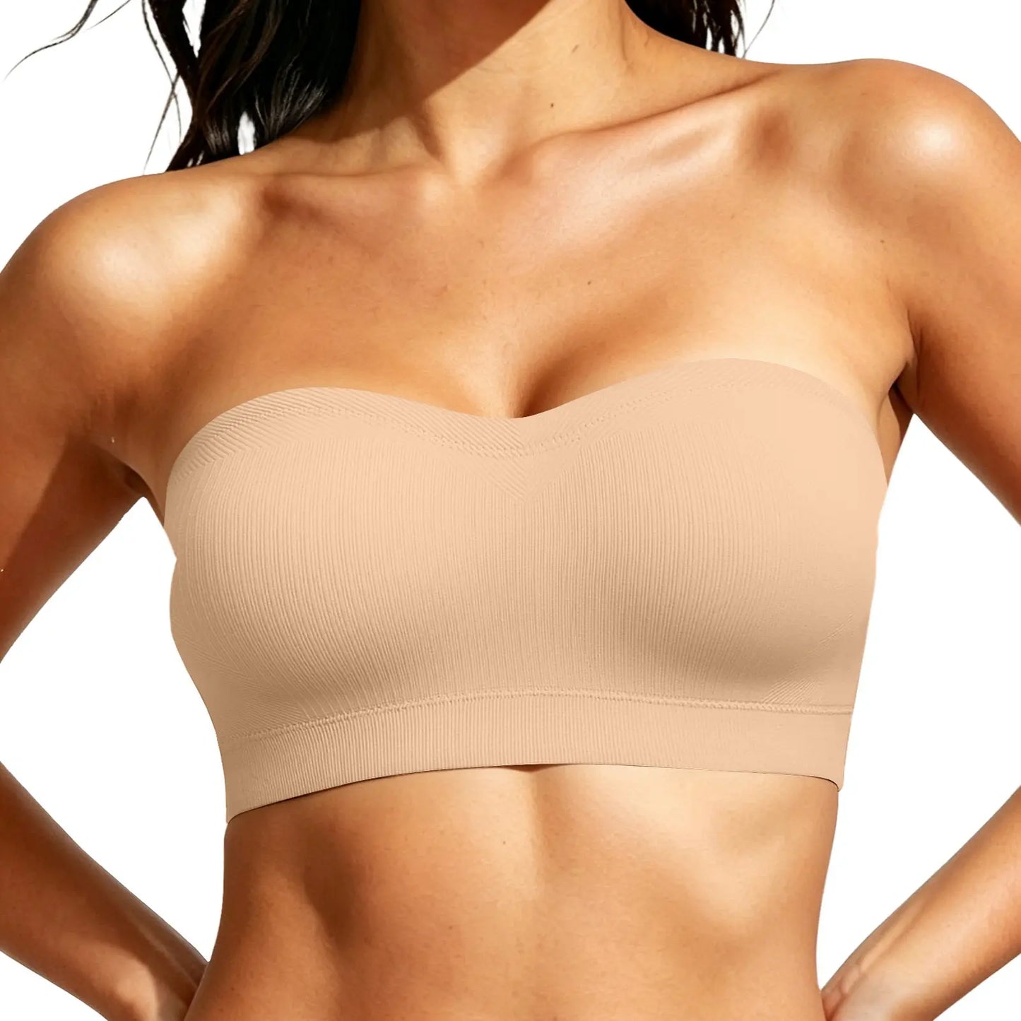 Vertvie｜Zoe Stay Put Bandeau Bra, Strapless Bra Wireless Seamless Comfort Day