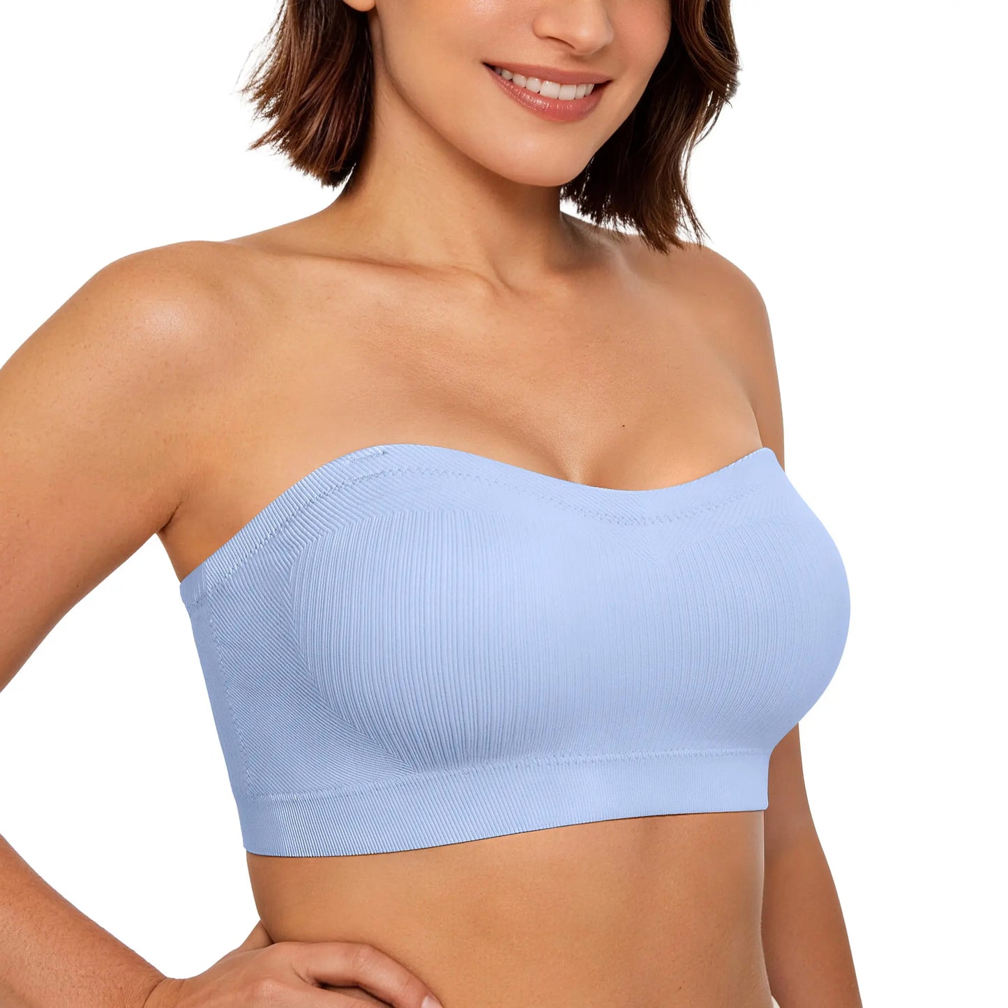 Vertvie｜Zoe Stay Put Bandeau Bra, Strapless Bra Wireless Seamless Comfort Day