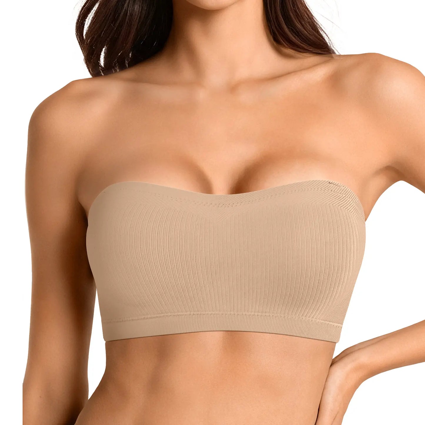 Vertvie｜Zoe Stay Put Bandeau Bra, Strapless Bra Wireless Seamless Comfort Day